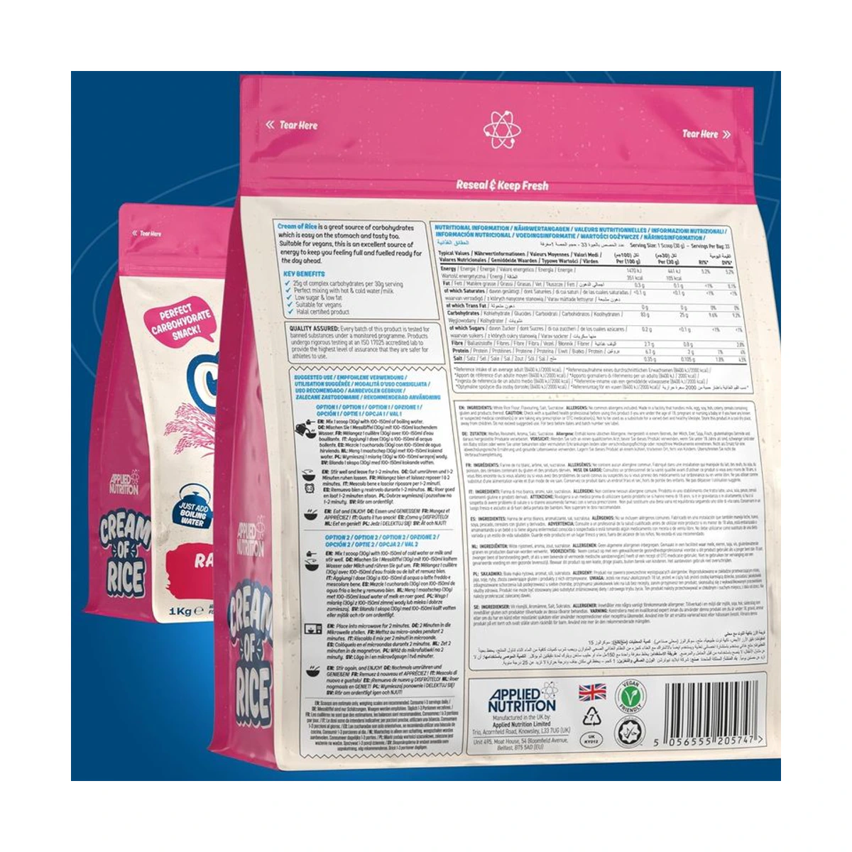 Applied Nutrition Cream of Rice Raspberry Ripple 1000gr 2