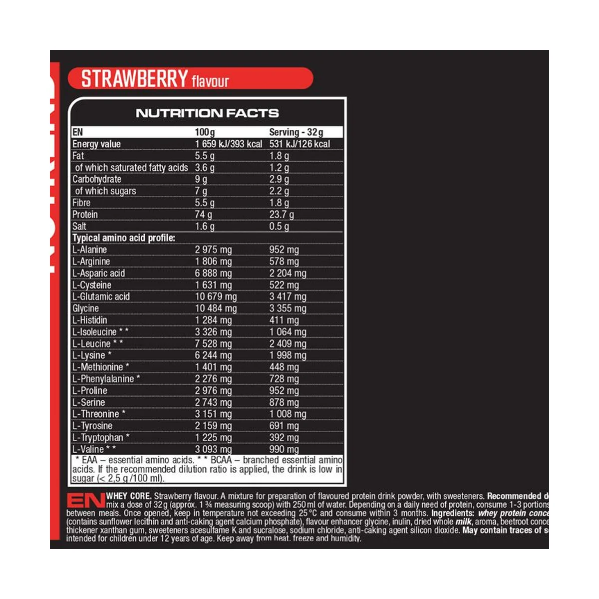 Nutrend Whey Core 900g Strawberry 2