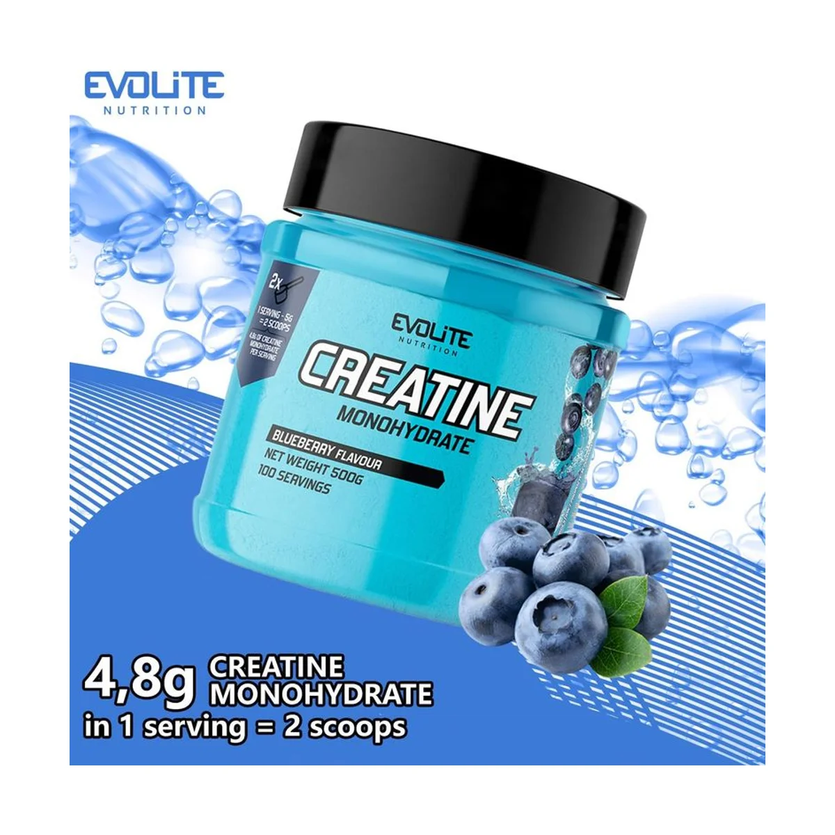 Evolite Creatine Monohydrate Blueberry 500g 2