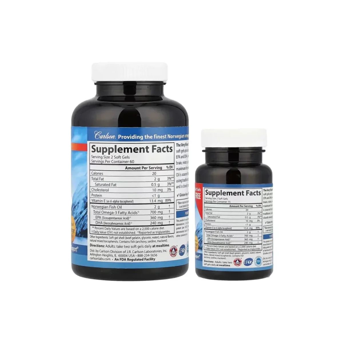 Carlson Labs Finest Fish Oil 700mg Omega 3 120+30 softgel 2