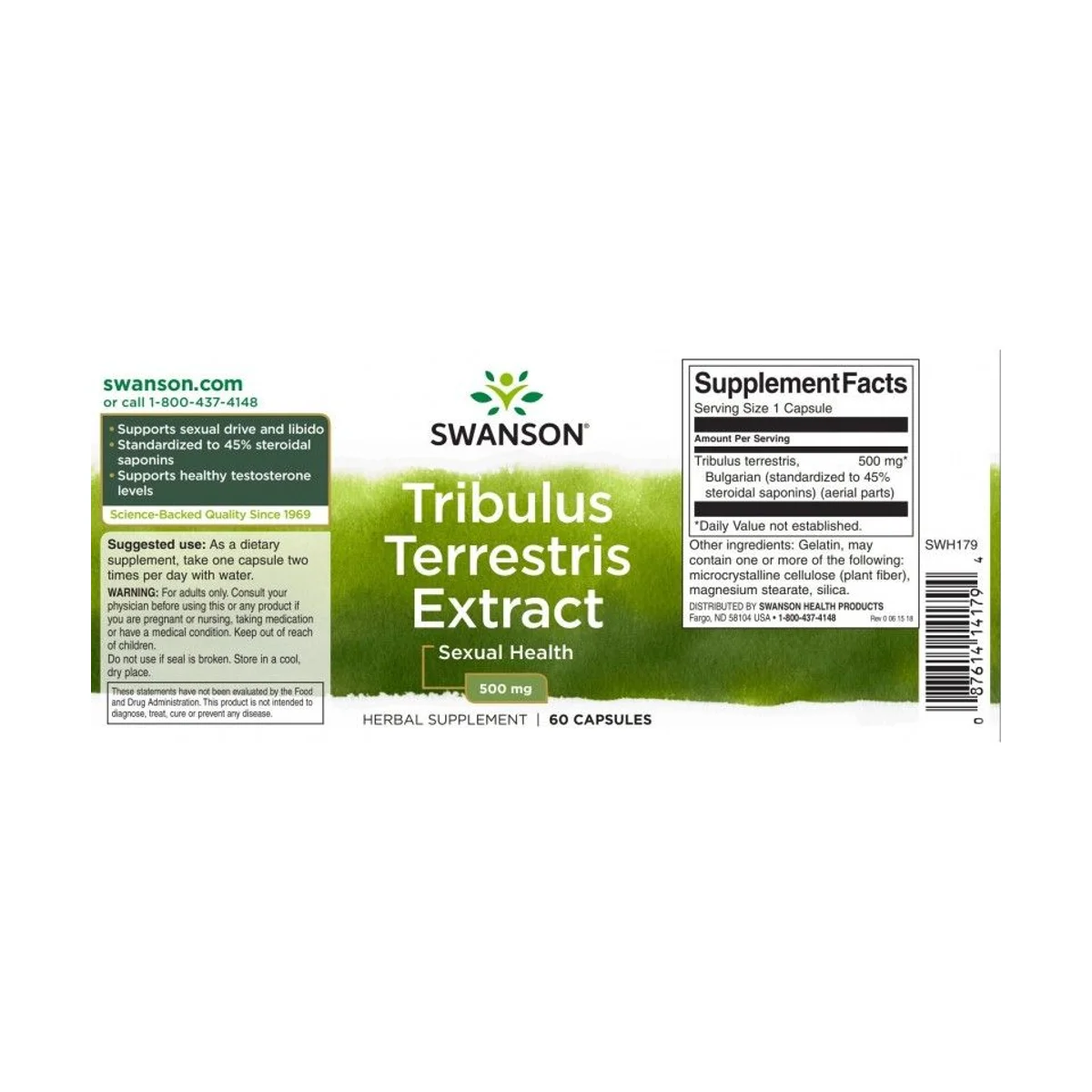 Swanson Tribulus Terrestris Extract 500mg 60 capsule 2