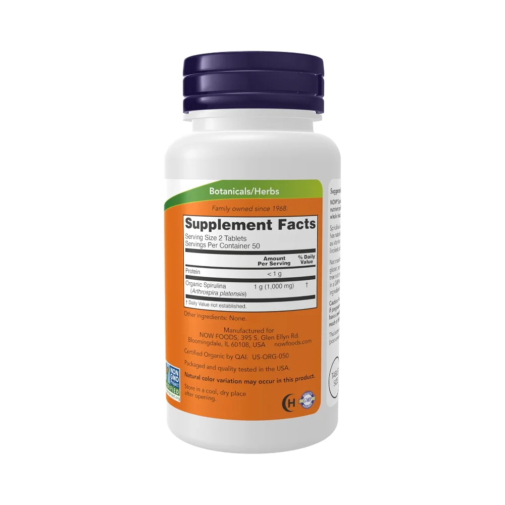 Now Organic Spiruline 500mg 100tab 2