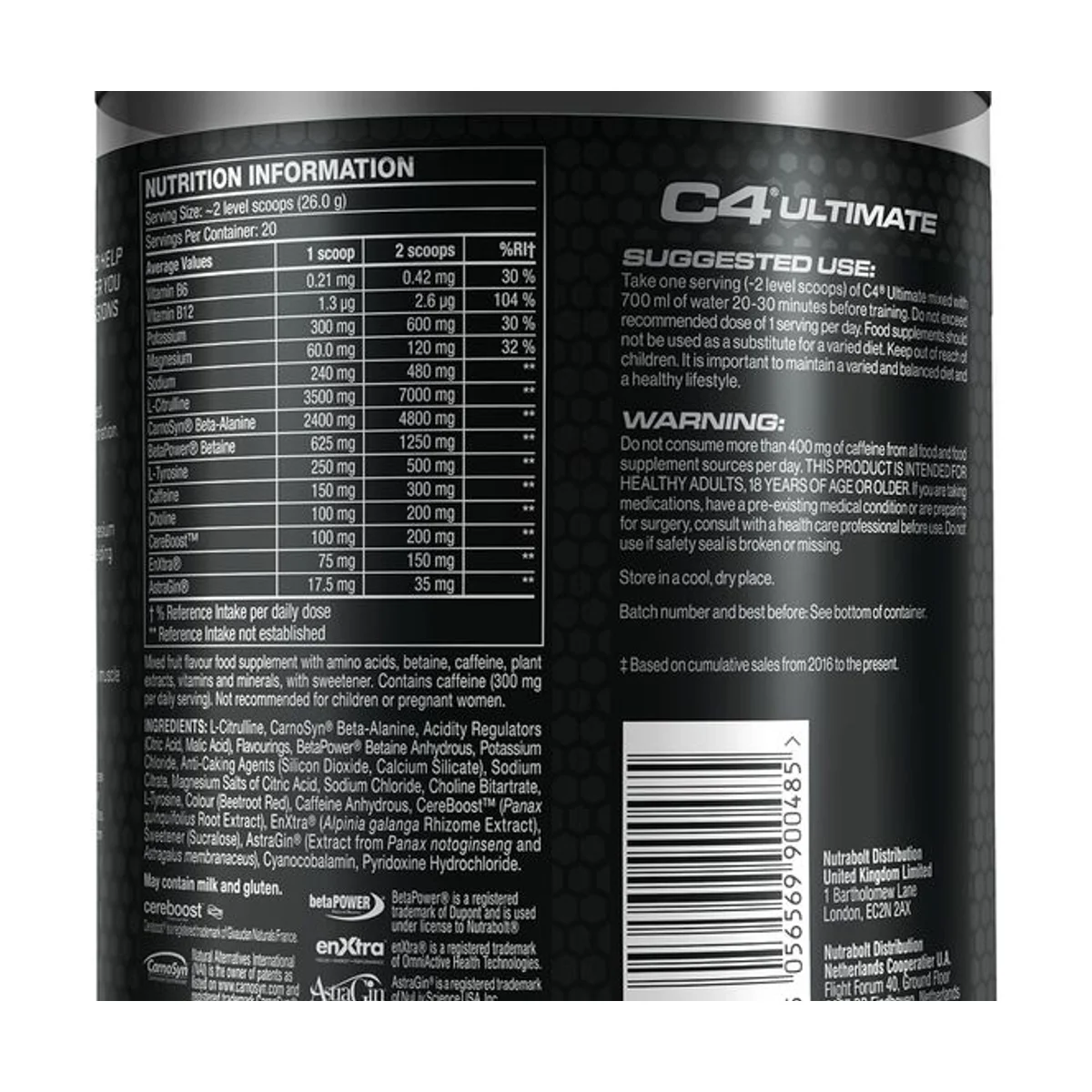 Cellucor C4 Ultimate Pre-workout +Electrolytes Cosmic Rainbow 520g 2