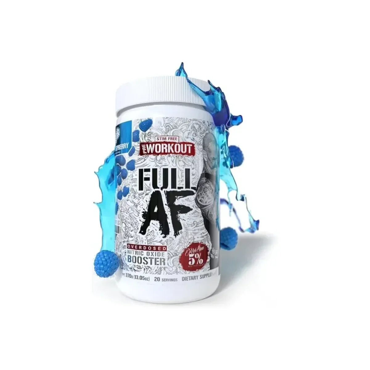 5% Nutrition Full AF Pre-workout Stim Free Blue Raspberry 370g