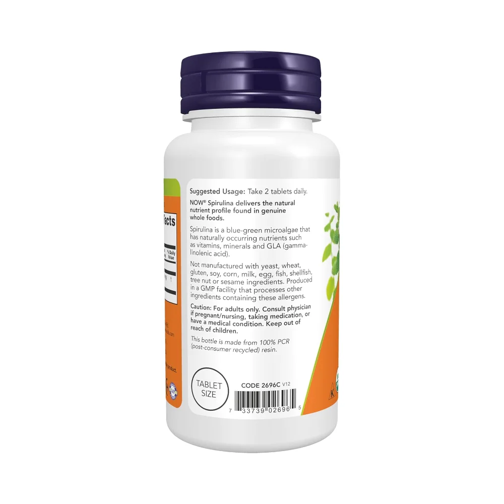 Now Organic Spiruline 500mg 100tab 3