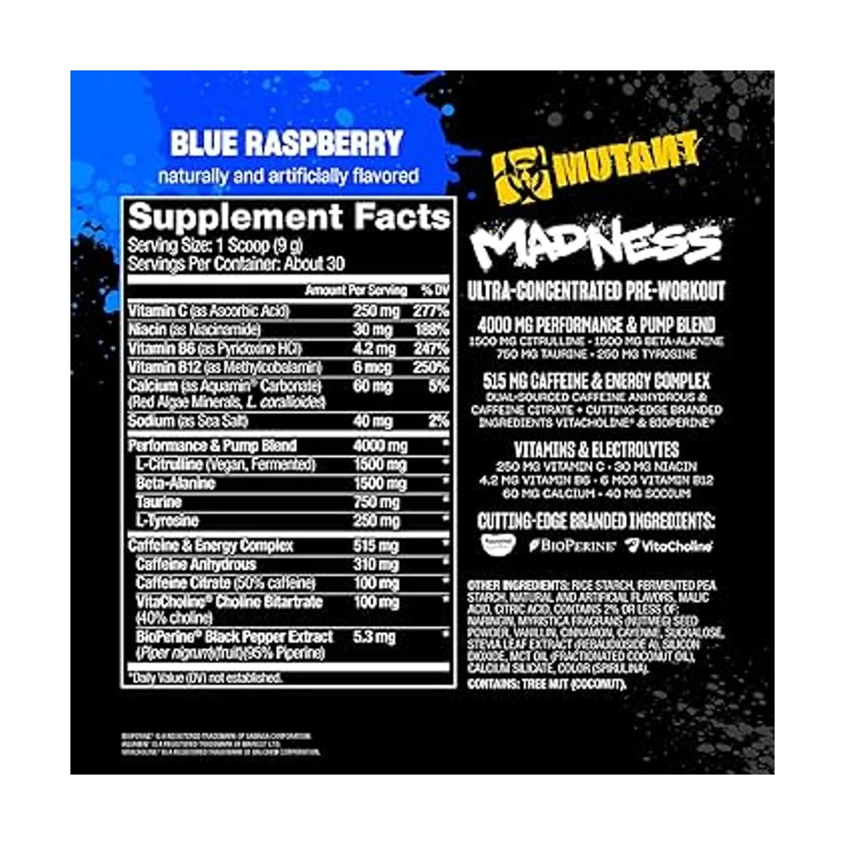 Mutant Madness Pre-workout 30 Serviri Blue Raspberry  2