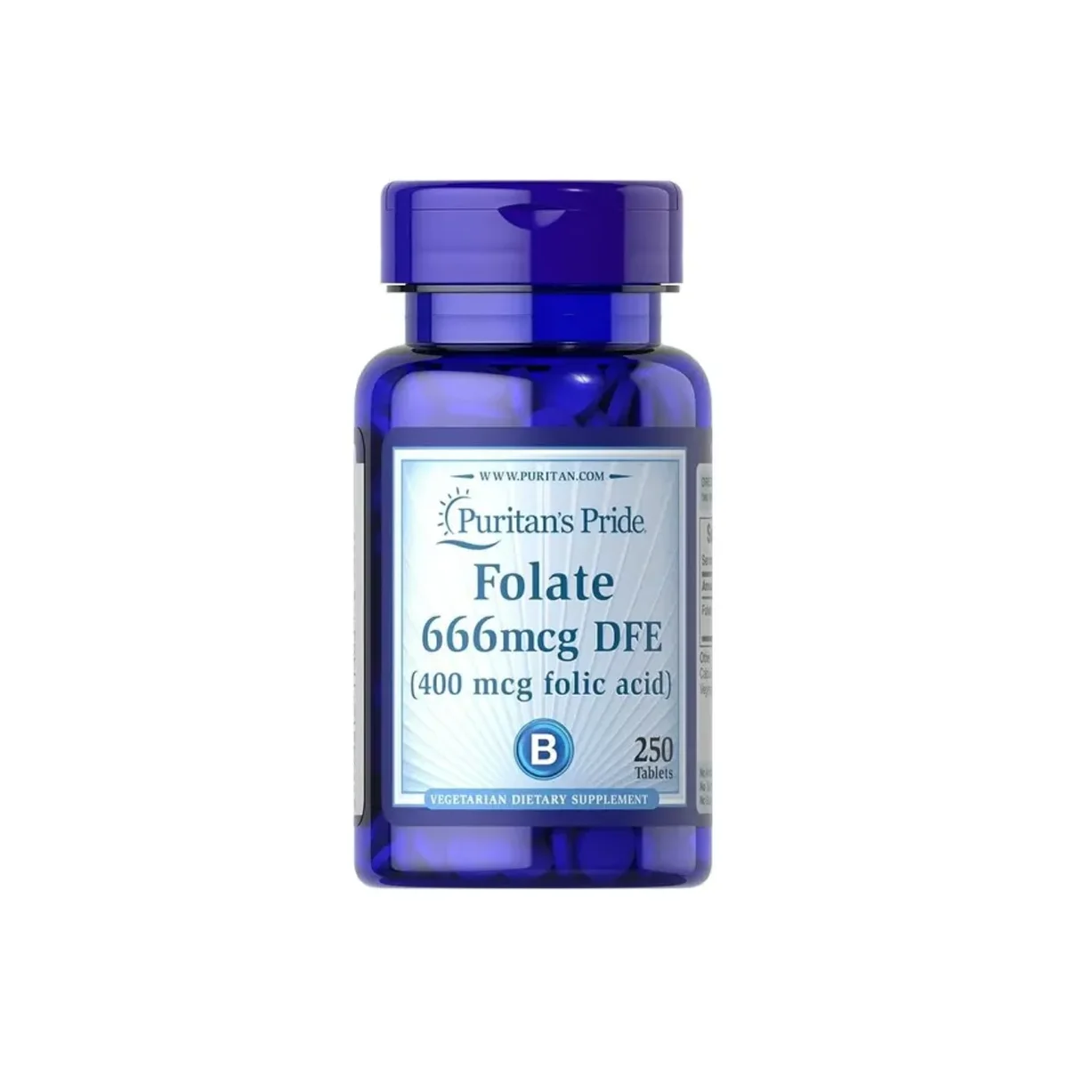 Puritan's Pride Folate 666mcg (400mcg folic acid)250tablete