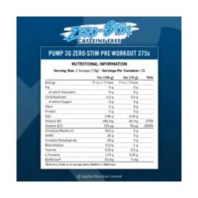 Applied Nutrition Pump 3G Pre-workout Zero Stim Icy Blue Raz 375g 2