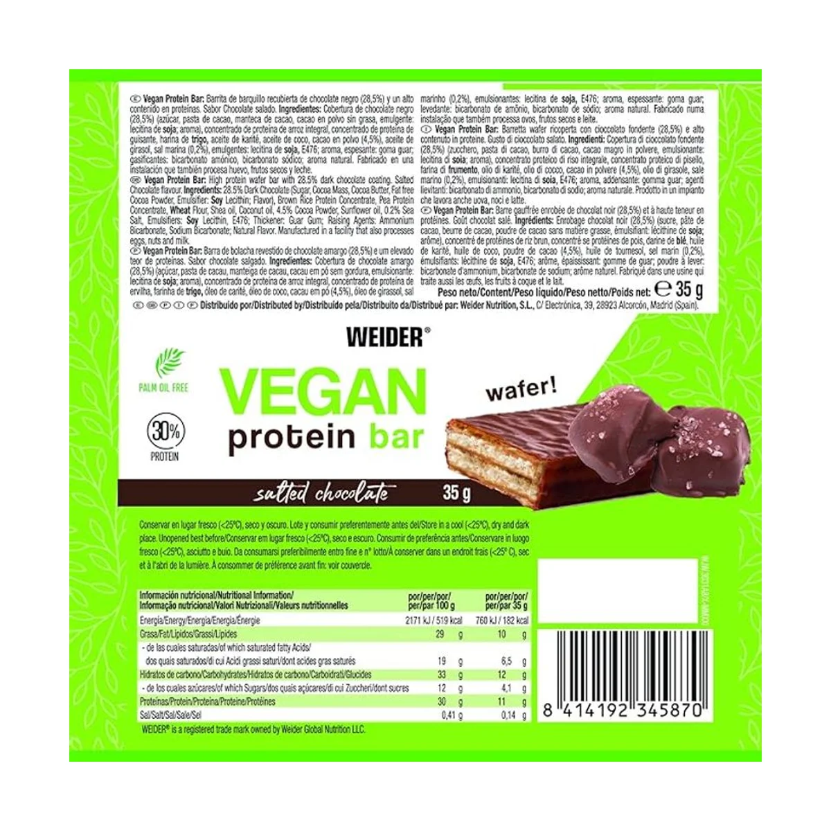 Weider Vegan Protein Bar Salted Chocolate 35g 3