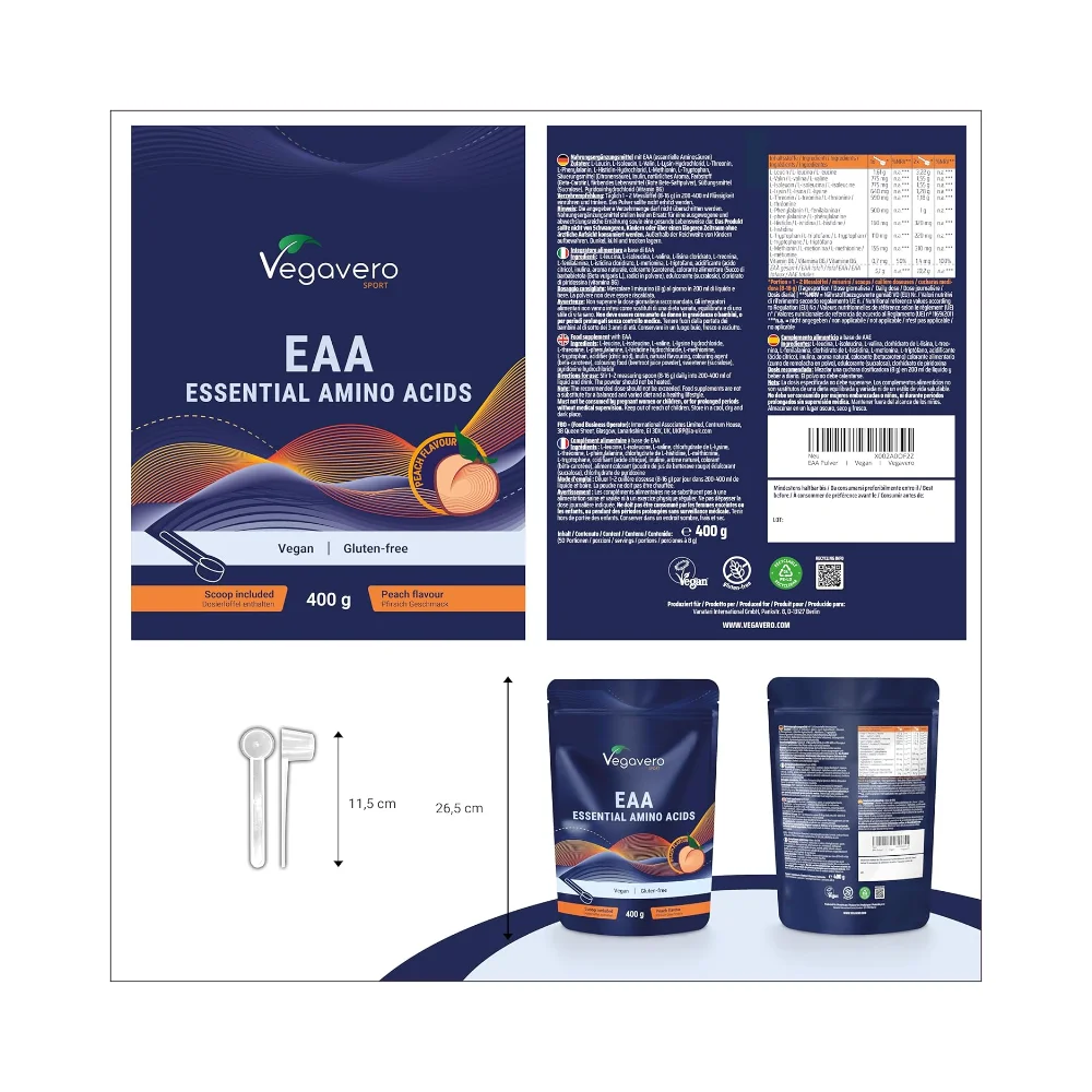 Vegavero EAA Amino Acids Powder 400g Peach 2