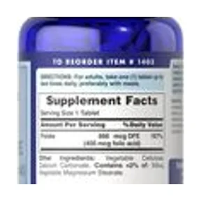 Puritan's Pride Folate 666mcg (400mcg folic acid)250tablete 2
