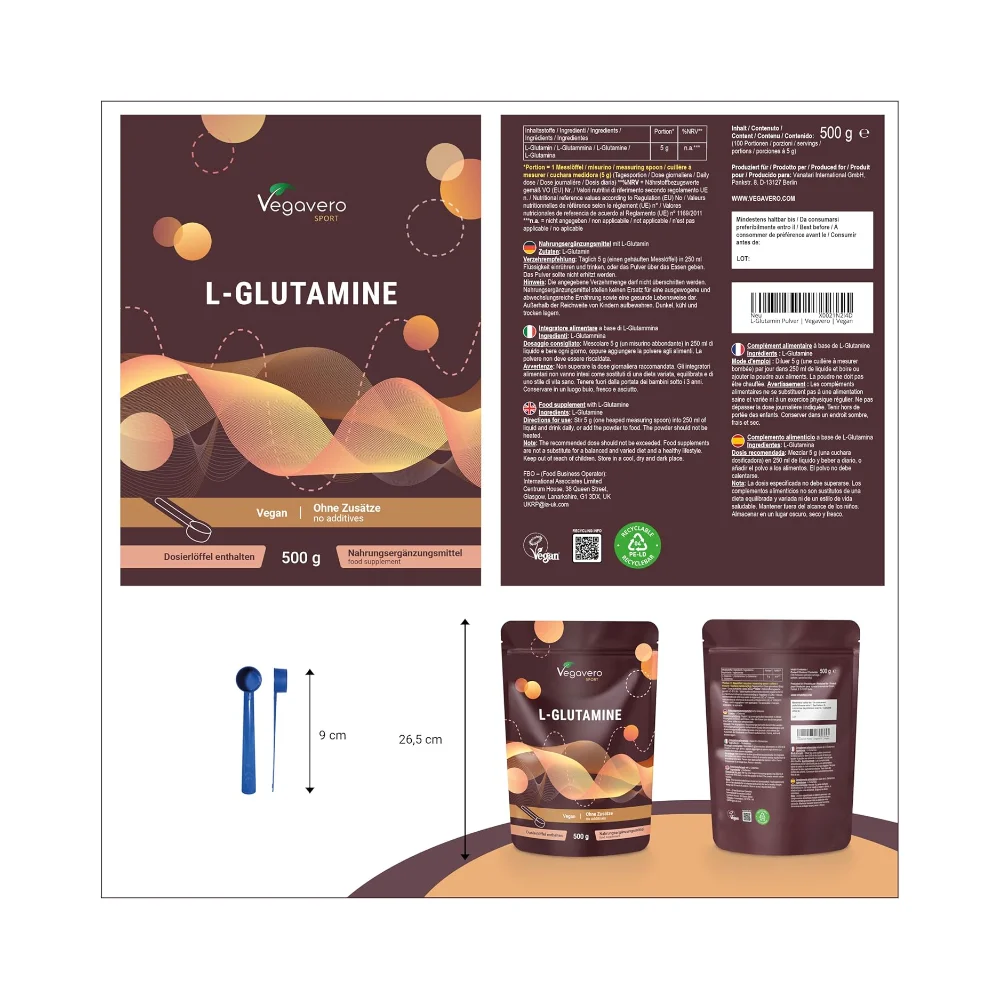 Vegavero L-Glutamine Powder 500g 2