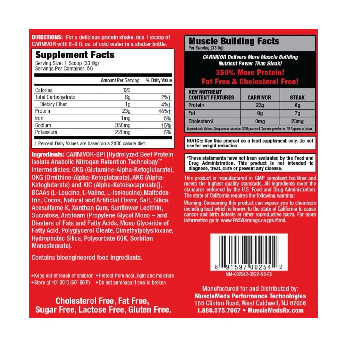 MuscleMeds Carnivor Chocolate 56 serviri 2