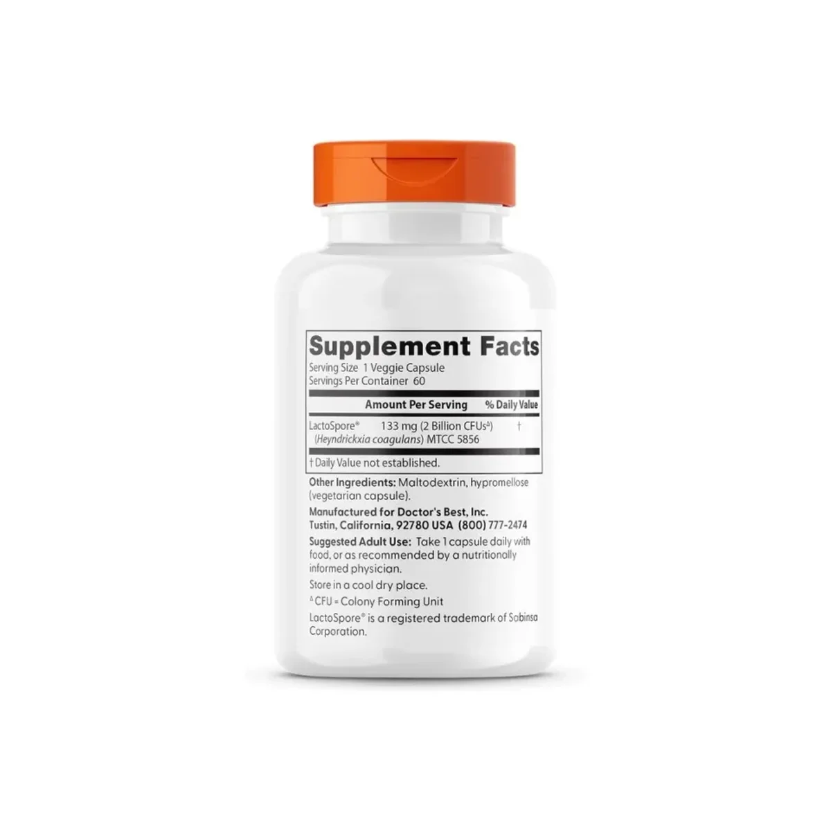 Doctor's Best Digestive Health Probiotic 2 Bilion with LactoSpore 60vcaps 2