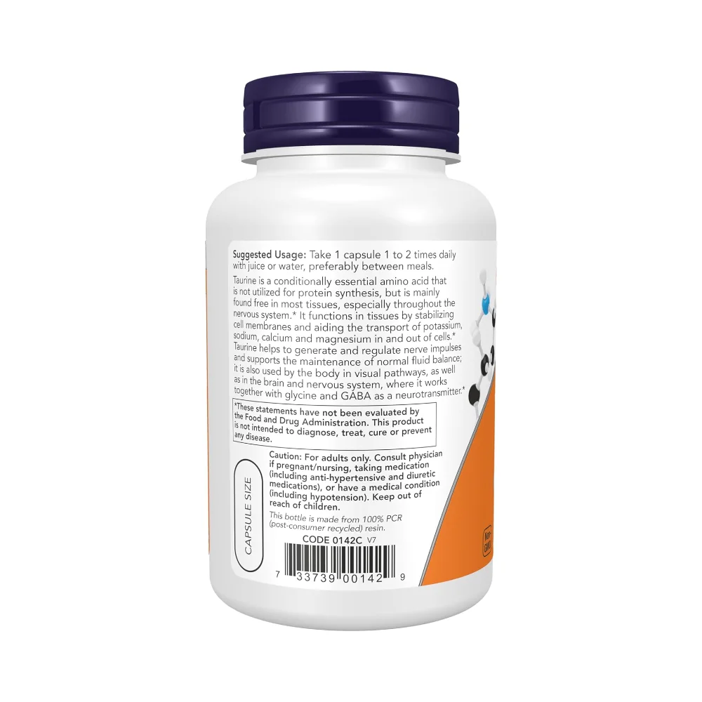Now Taurine 1000mg Double Strenght 100 vcaps 3