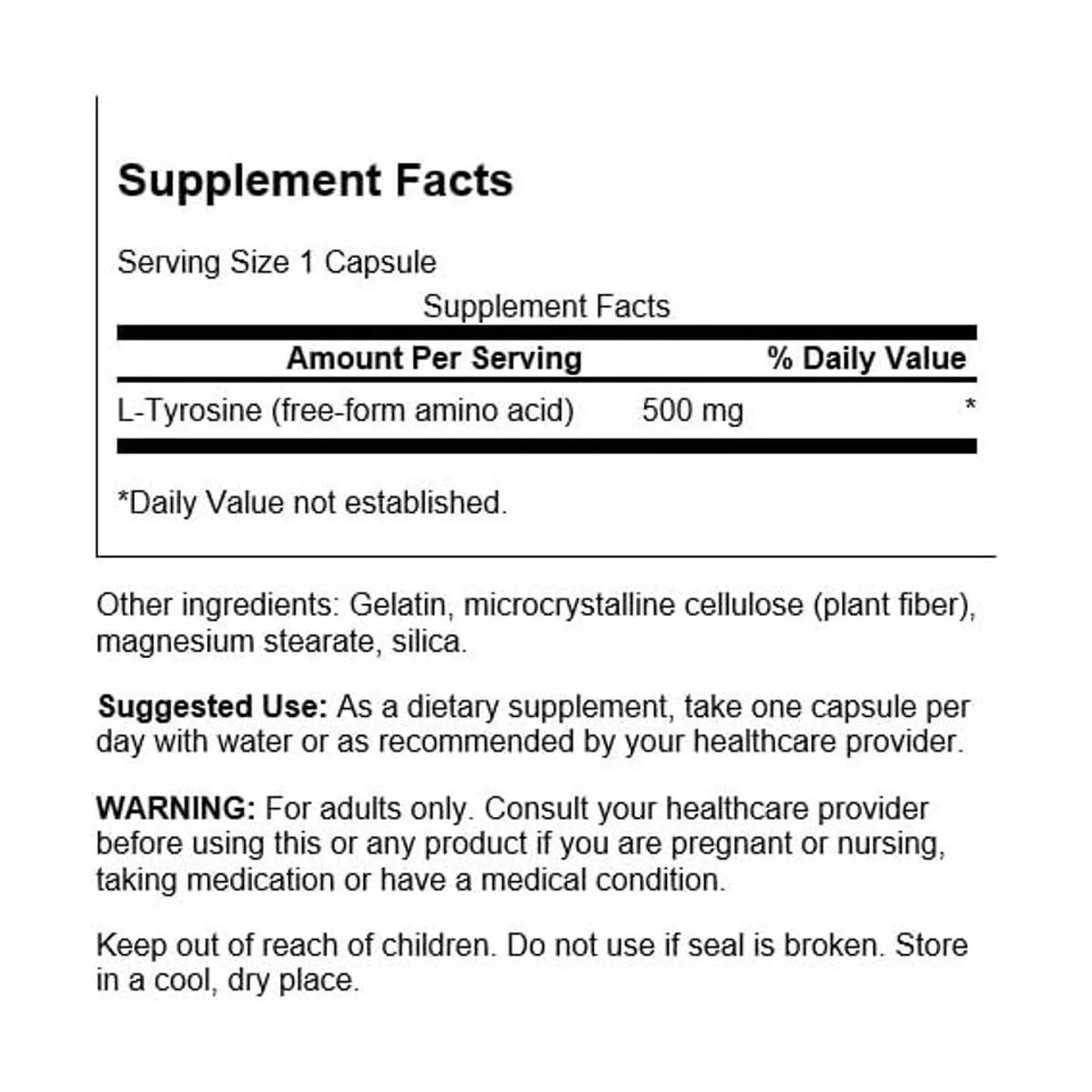 Swanson L-Tyrozyna 500mg 100capsule 3