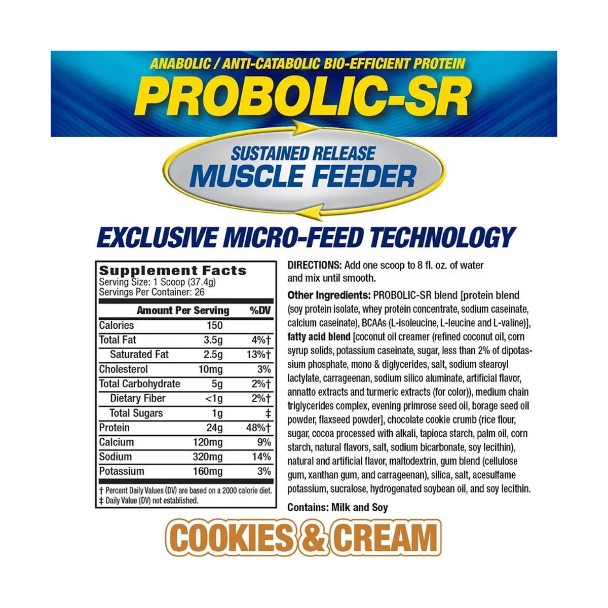 MHP Probolic-SR Muscle Feeder Cookies Cream 26 serviri 2