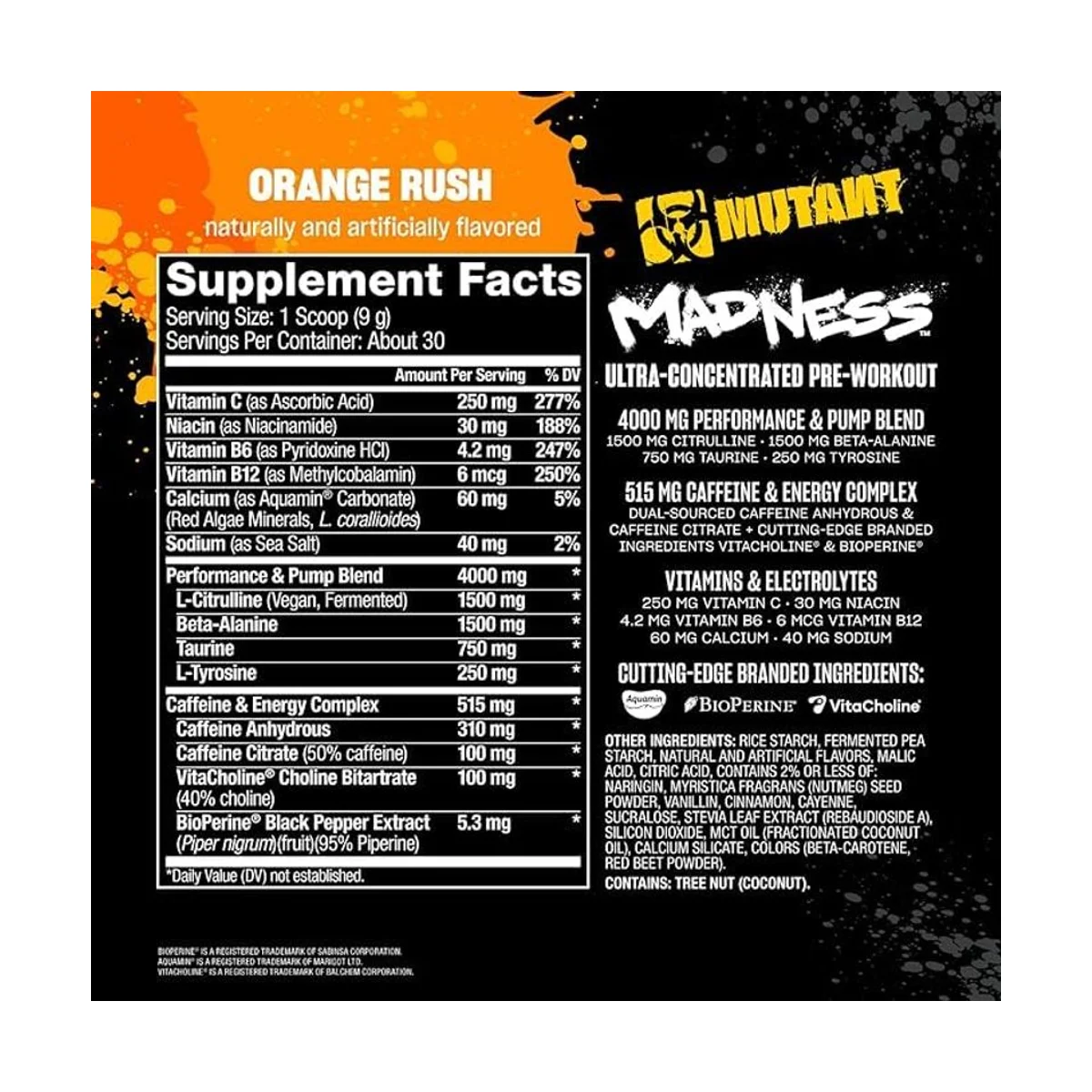 Mutant Madness Pre-workout 30 serviri Orange Rush 2