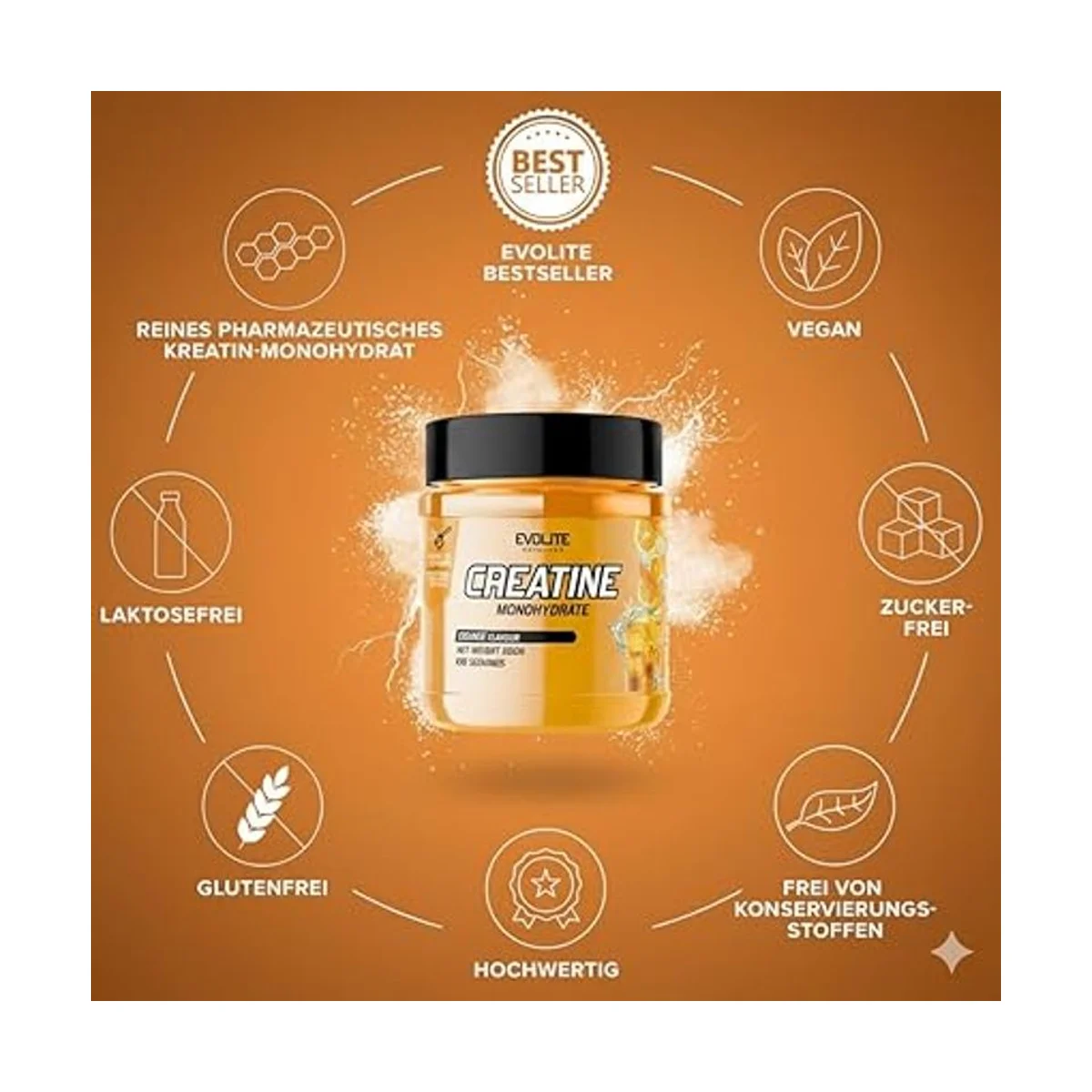 Evolite Creatine Monohydrate Orange 500g 2