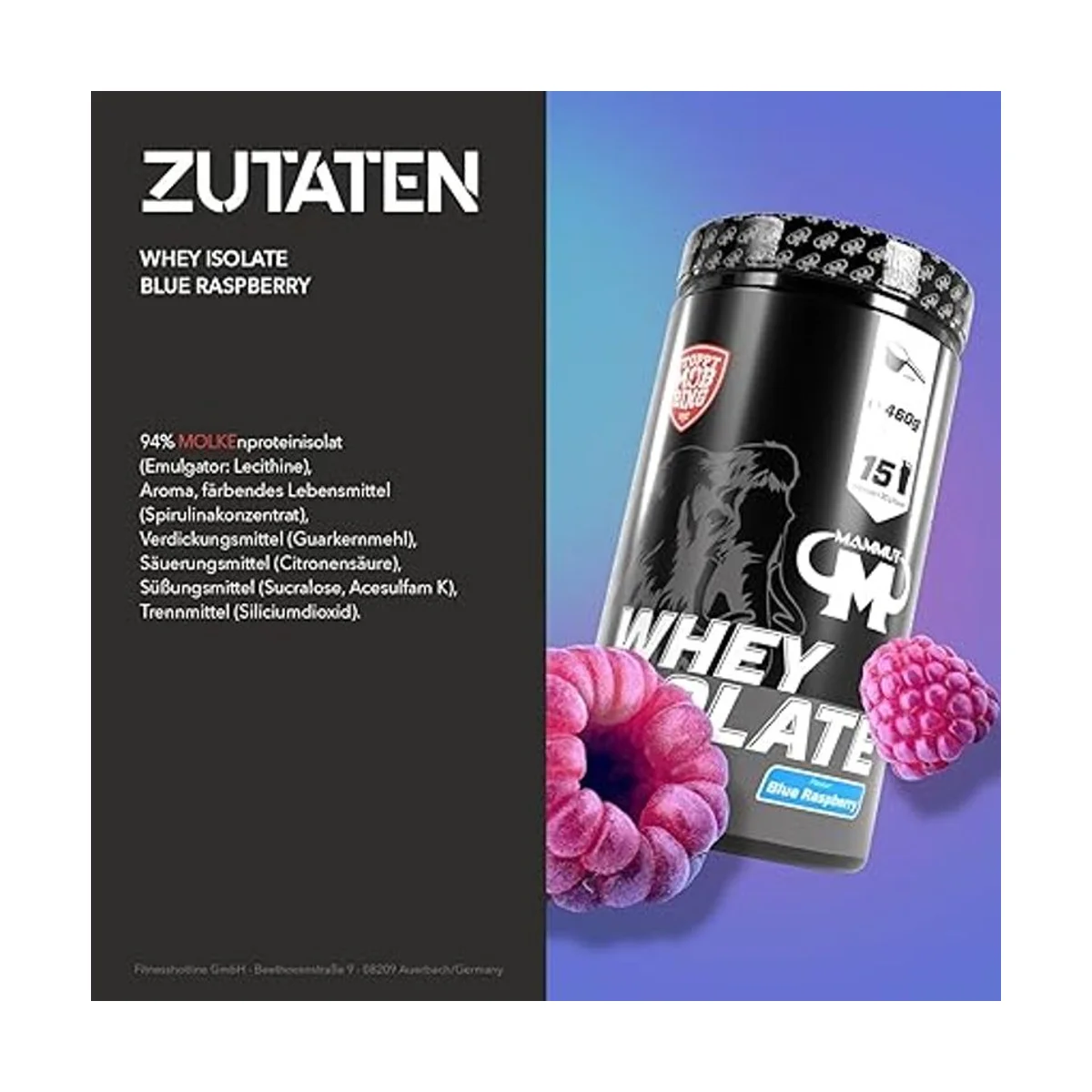 Mammut Whey Isolate Blue Raspberry 460g 3