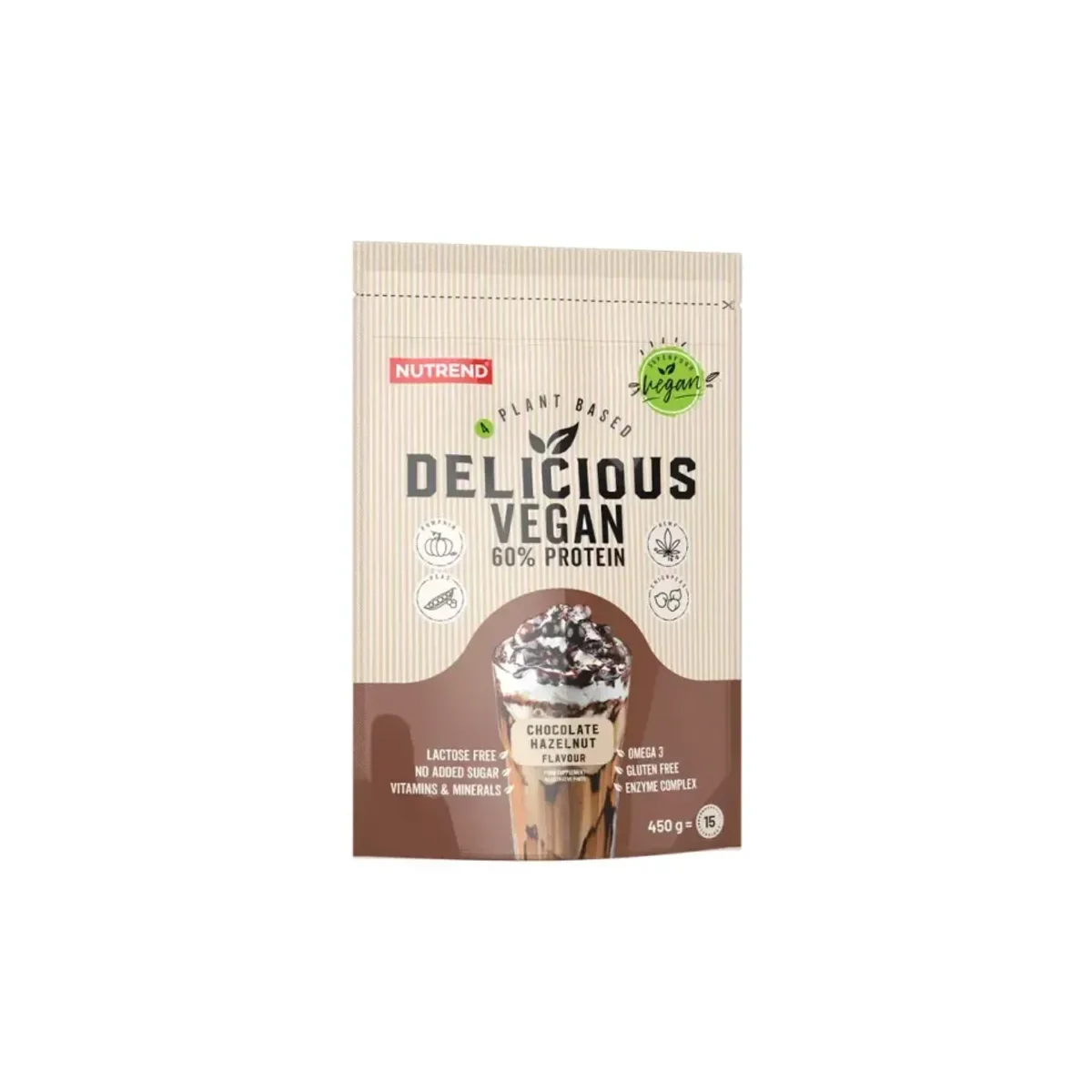 Nutrend Delicious Vegan 60% Protein 450g Chocolate Hazelnut