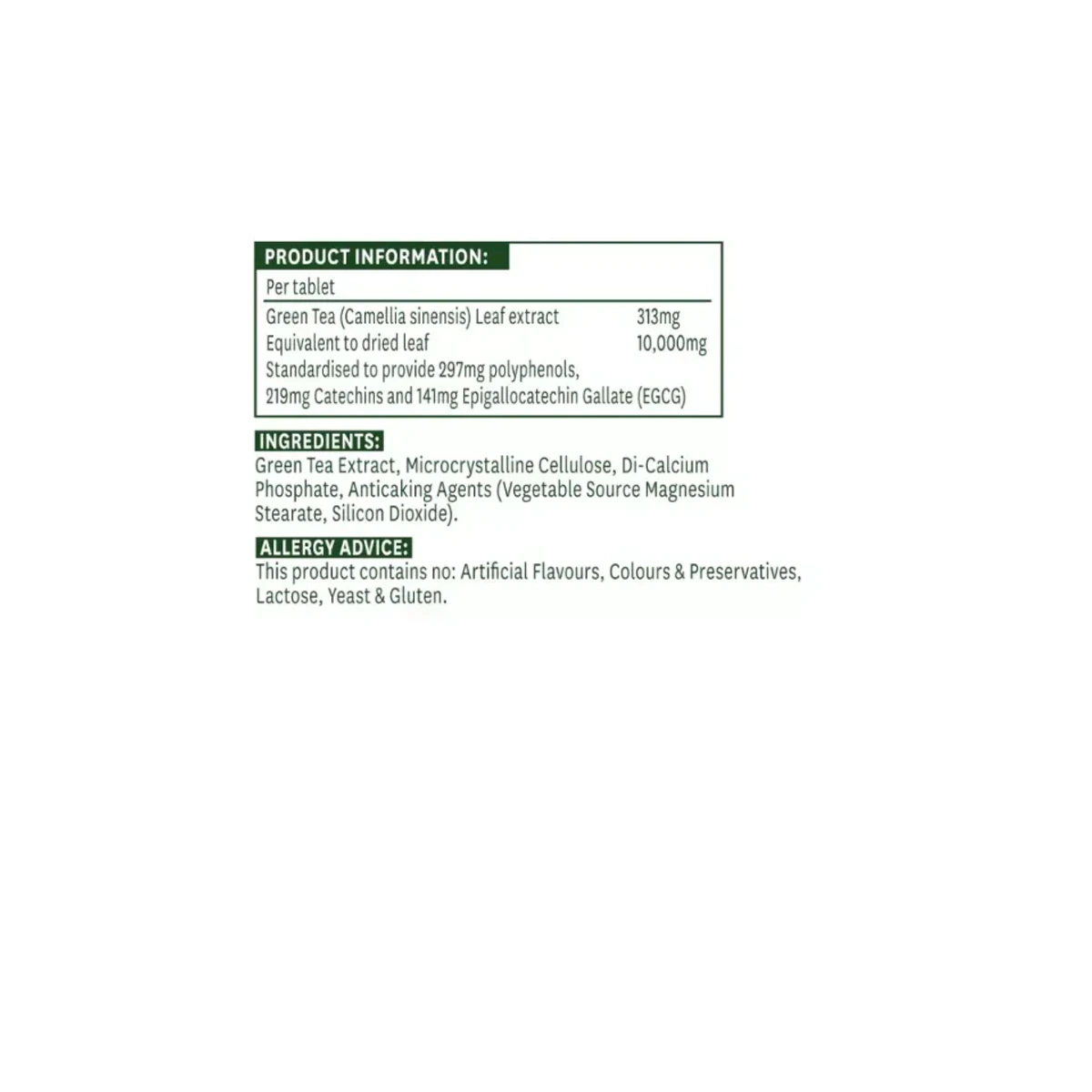 Natures Aid Green Tea 10,000 mg 60 tablete 2