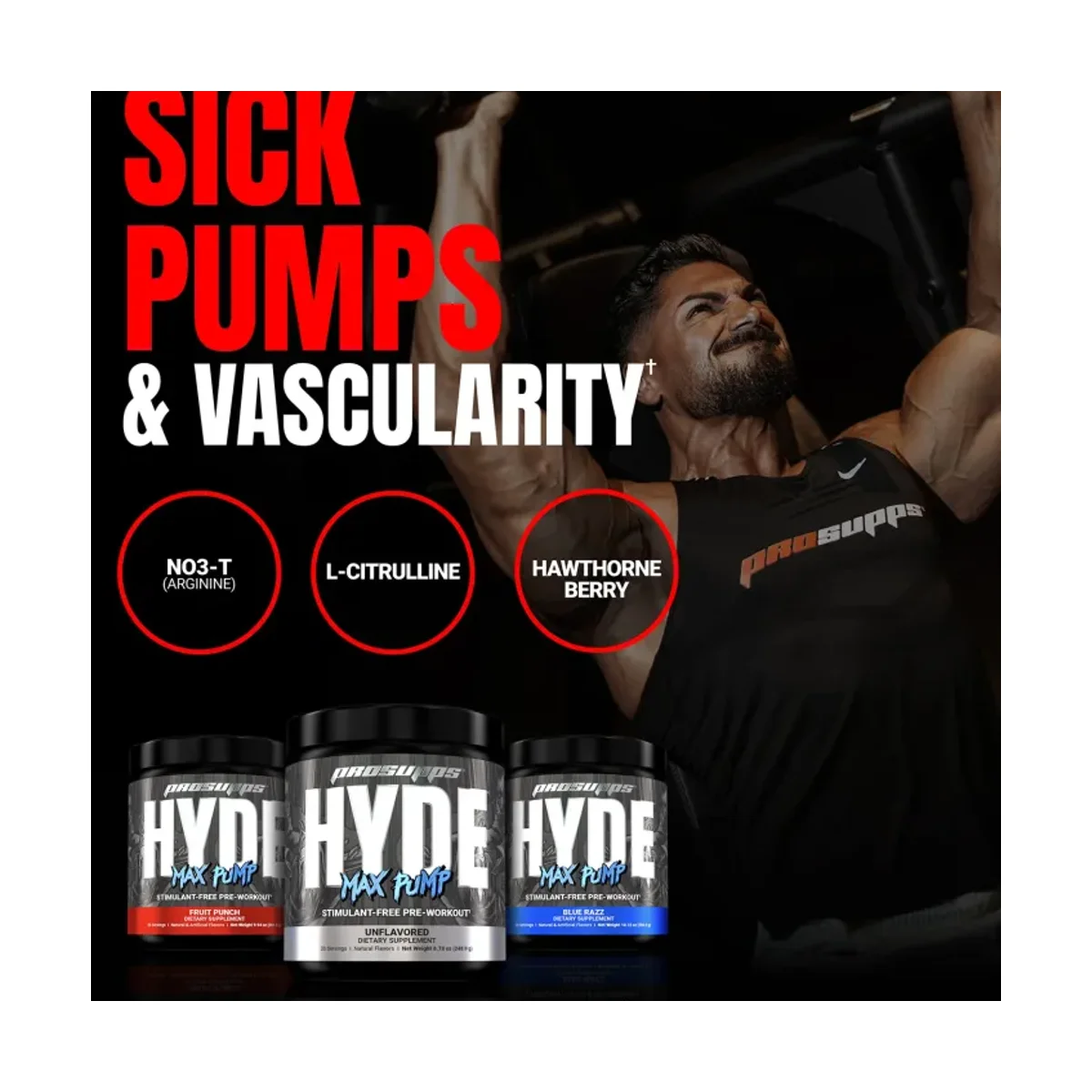 ProSupps Hyde Maxx Pump BlueRazz 224g Stim Free 3