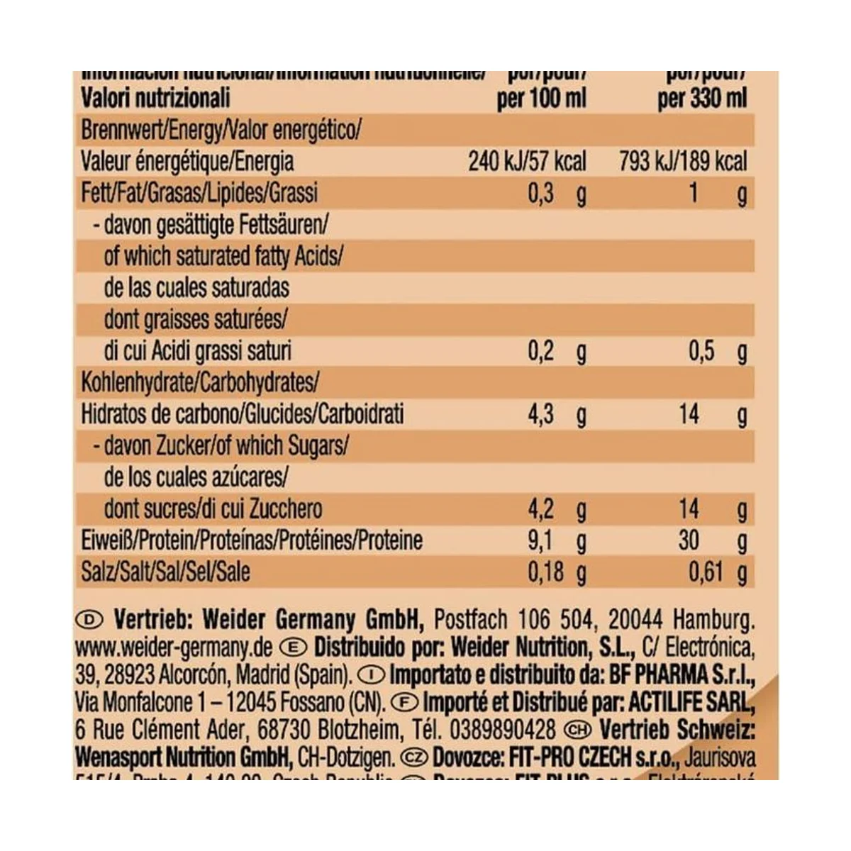 Weider Protein Shake Low Carb 330ml Ciocolata 2