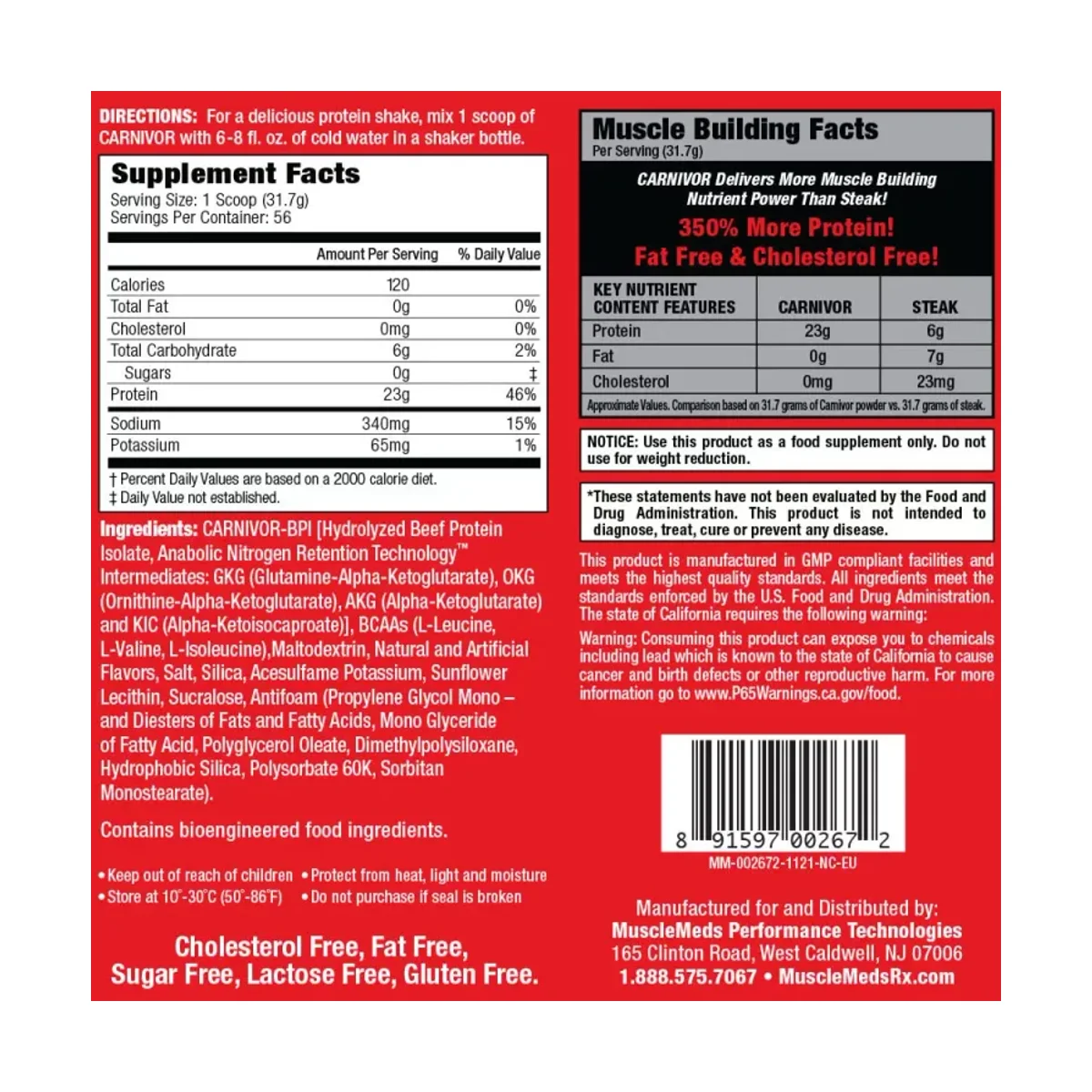 MuscleMeds Carnivor Vanila Caramel 56 serviri 2