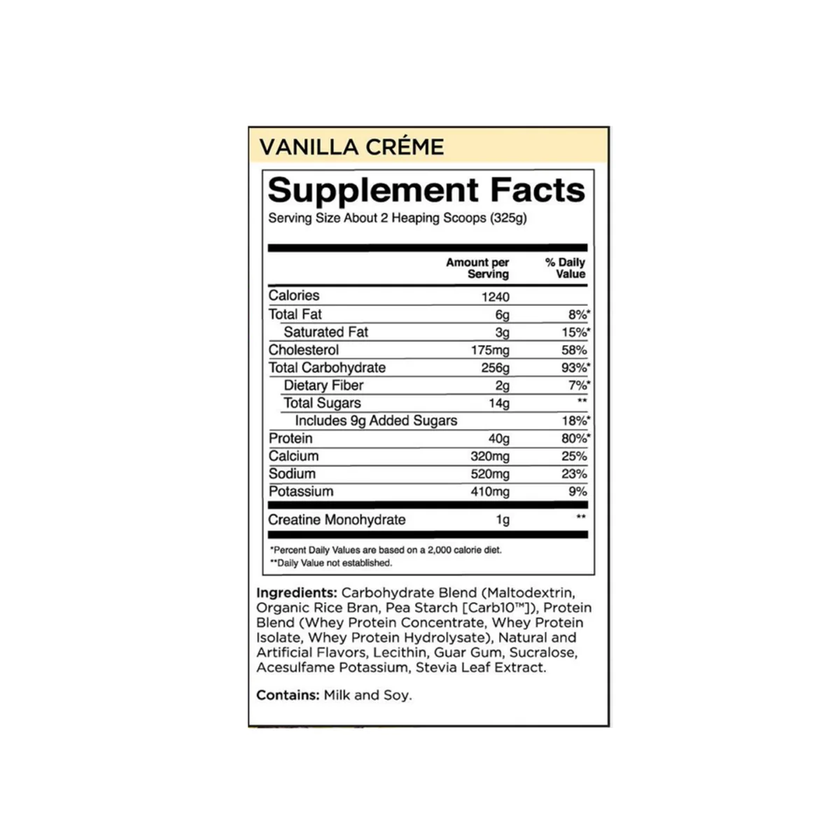 Rule 1 Mass Gainer Vanilla Creme 2600g 3