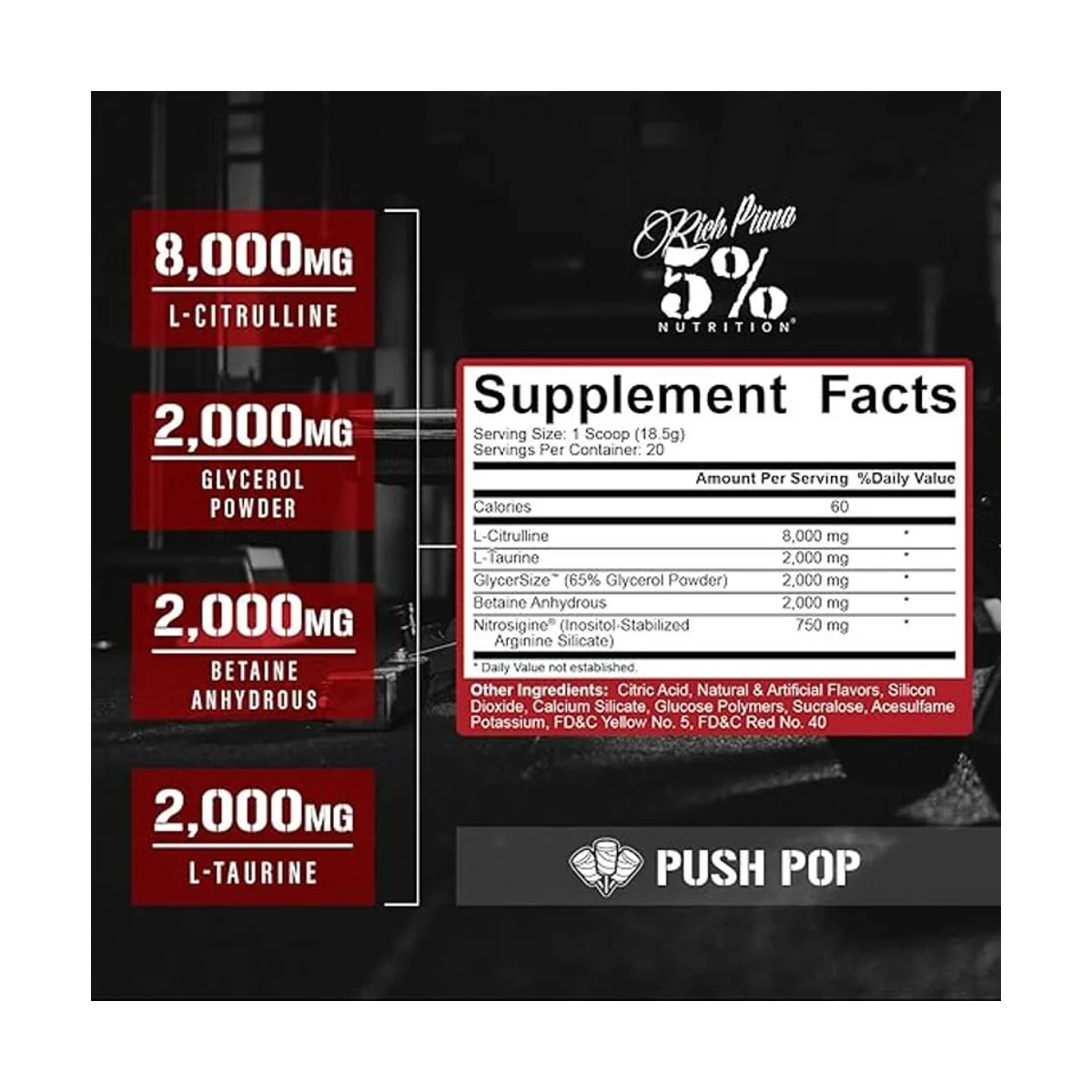 5% Nutrition Full AF Pre-workout Stim Free Push Pop 370g 3