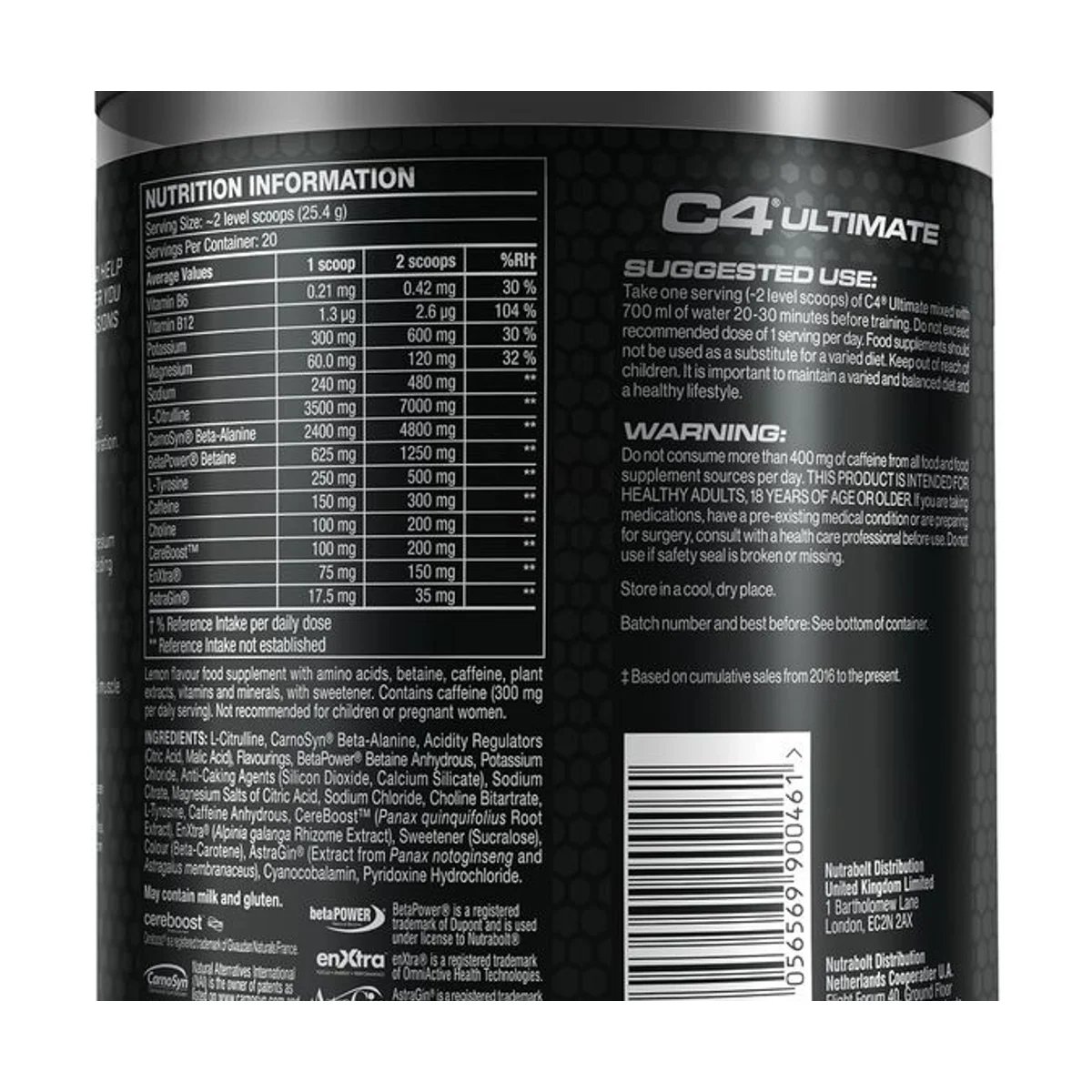 Cellucor C4 Ultimate Pre-workout +Electrolytes Lemon Twist 508g 2