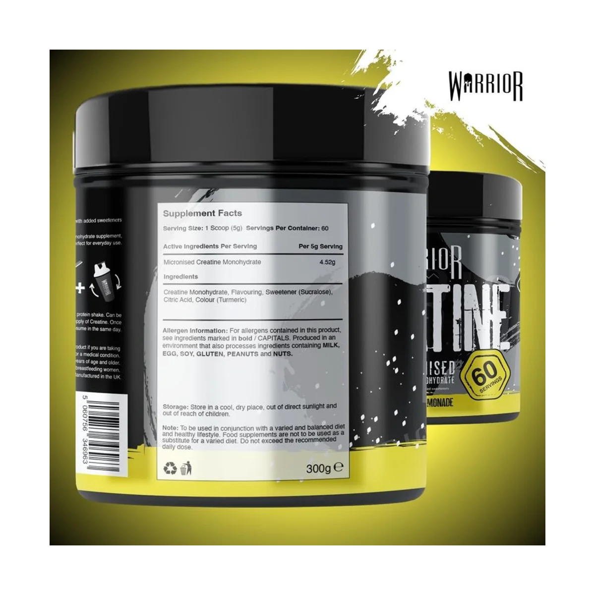 Warrior Creatine Monohydrate Micronised Lemonade 300g 2