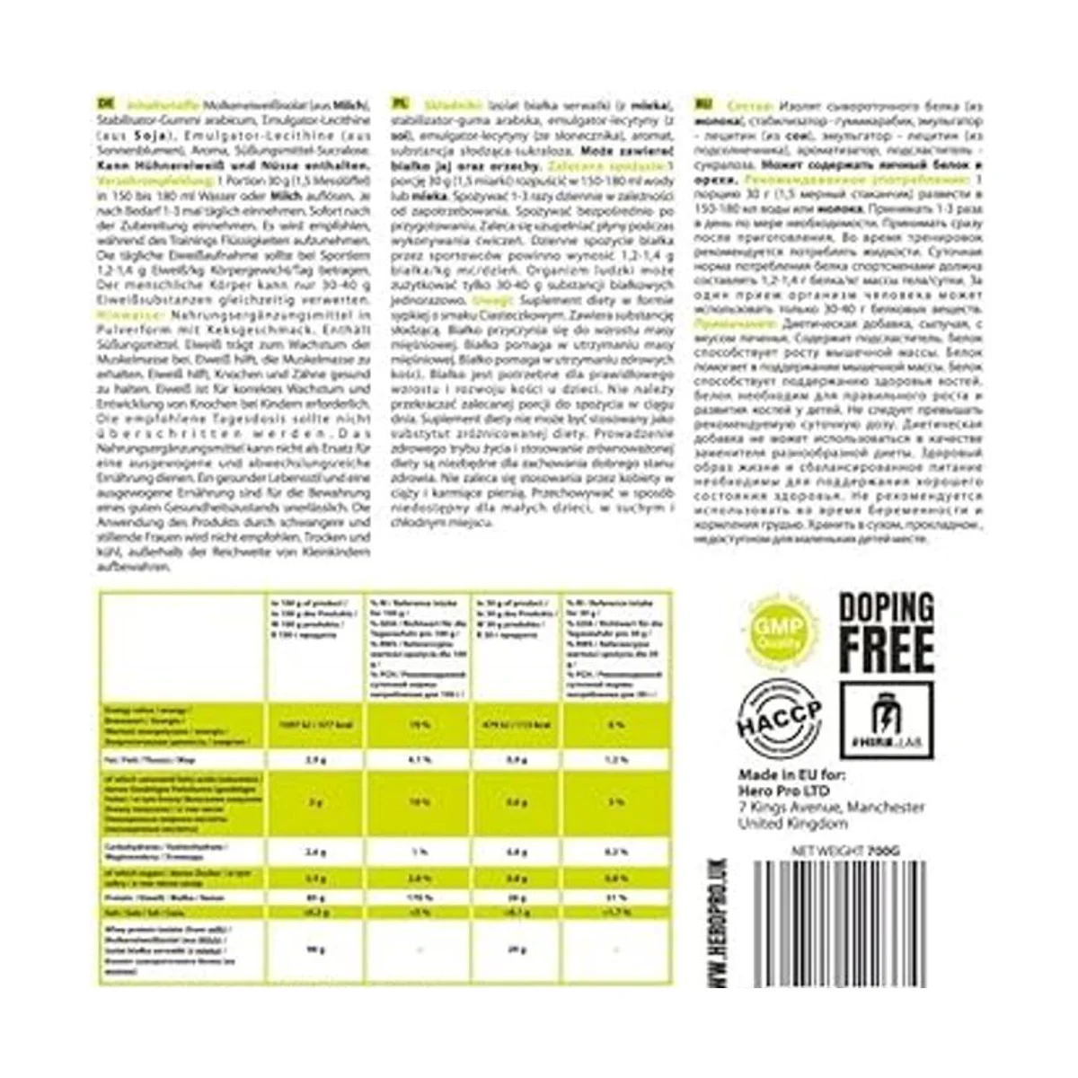 Hiro Lab Isolate Whey Natural 700g 2