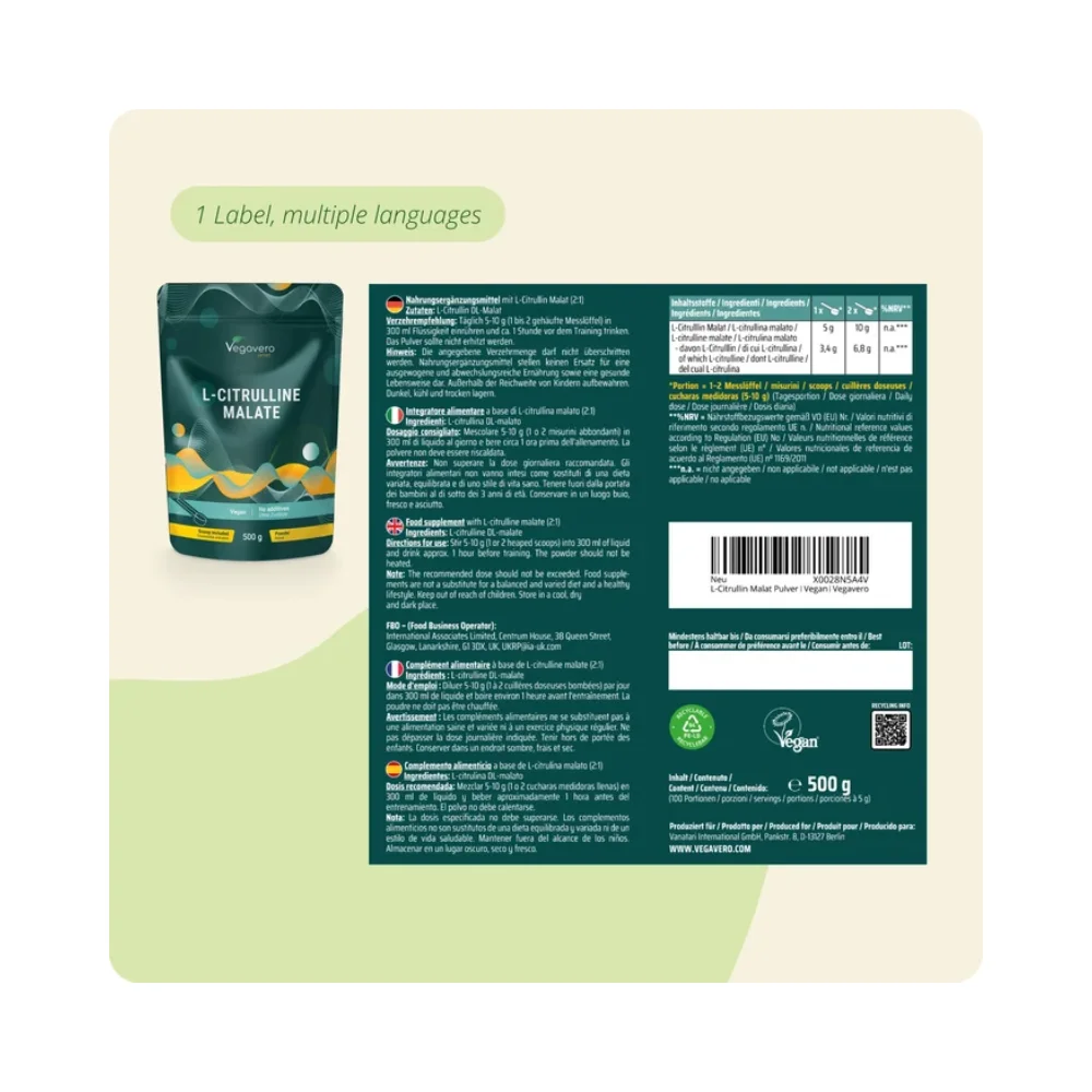 Vegavero L-Citrulline Malat Powder 500g 2