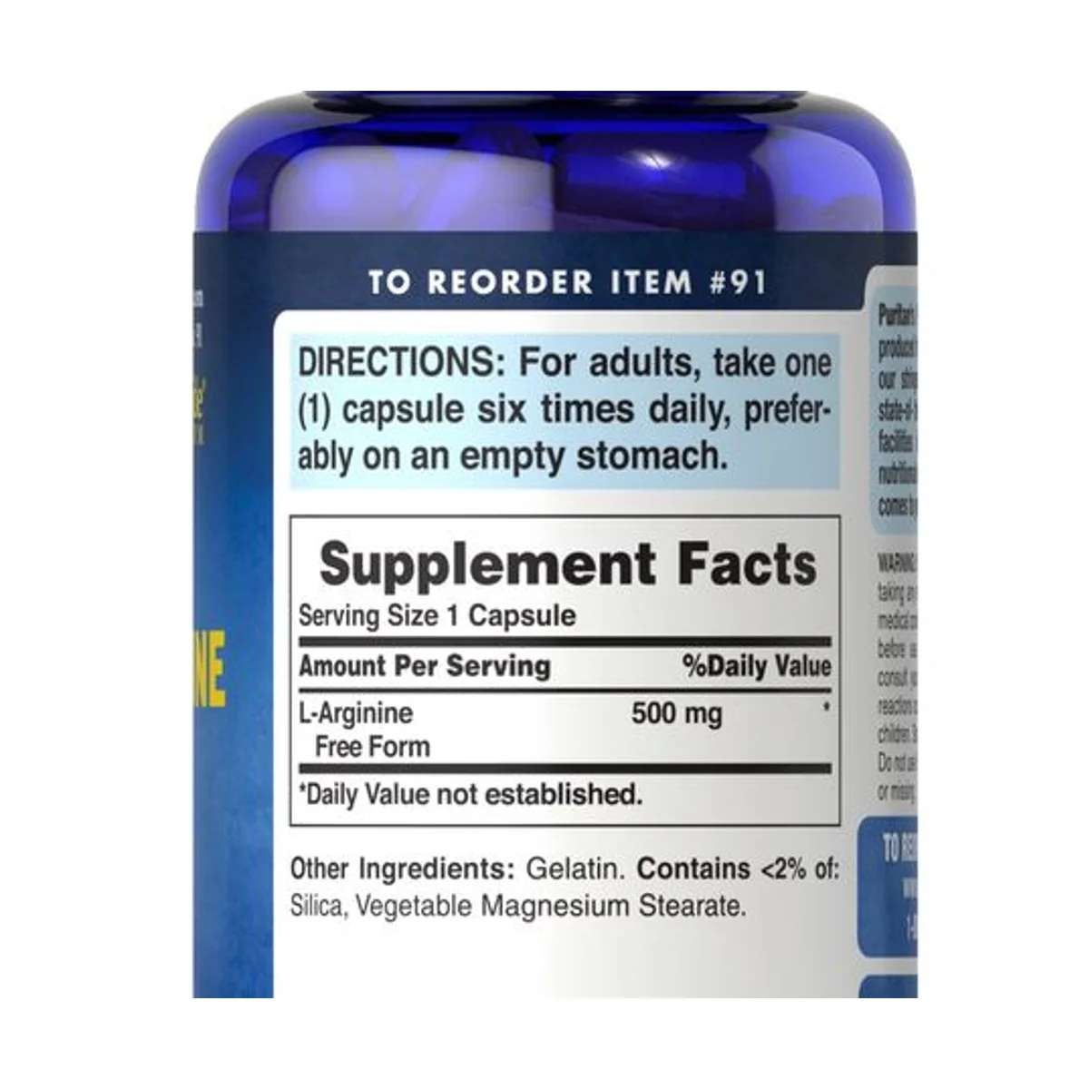 Puritan's Pride L-Arginine 500mg 100 caps 2