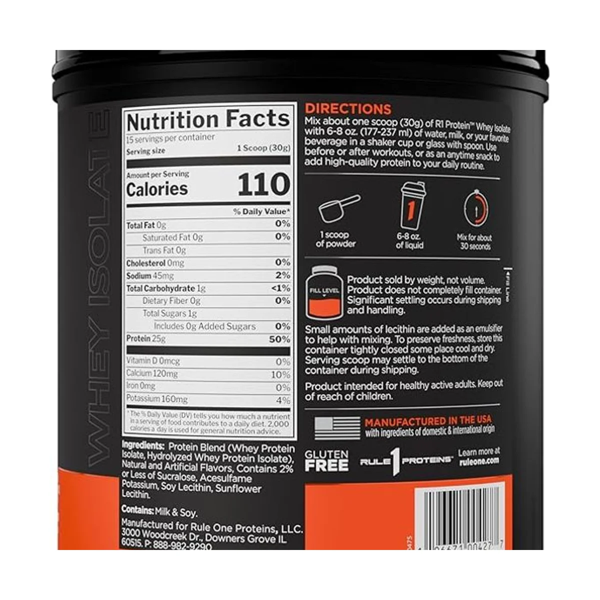 Rule 1 R1 Protein Whey Isolate 15 serviri Vanilla Creme 2