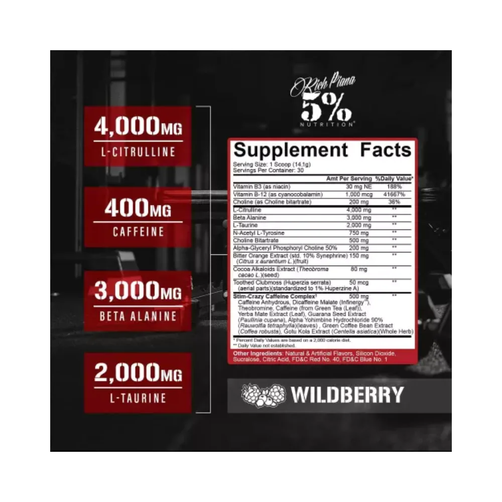 5% Nutrition Legendary Pre-workout Wild Berry 384g 2