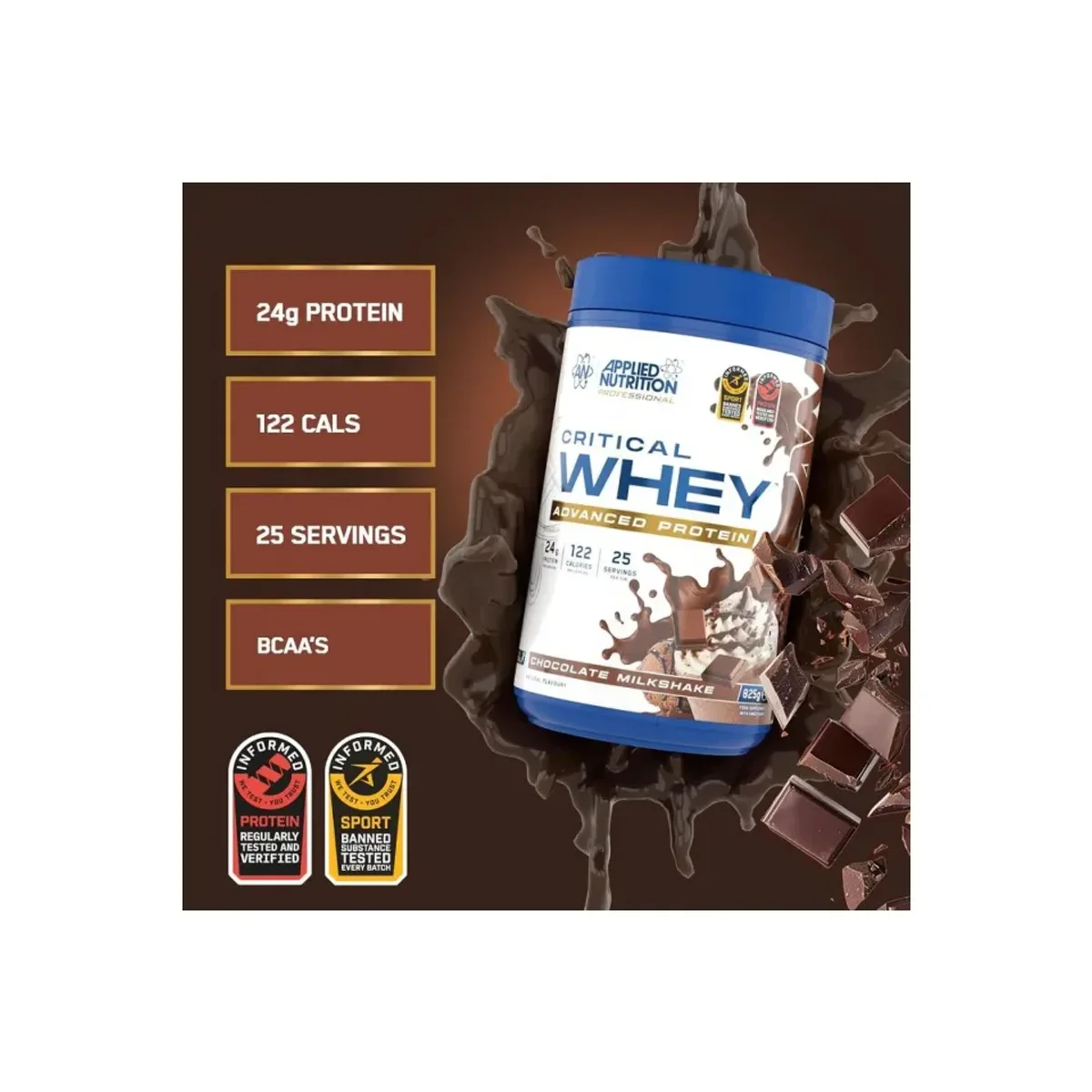 Applied Nutrition Critical Whey Chocolate Milkshake 825g
