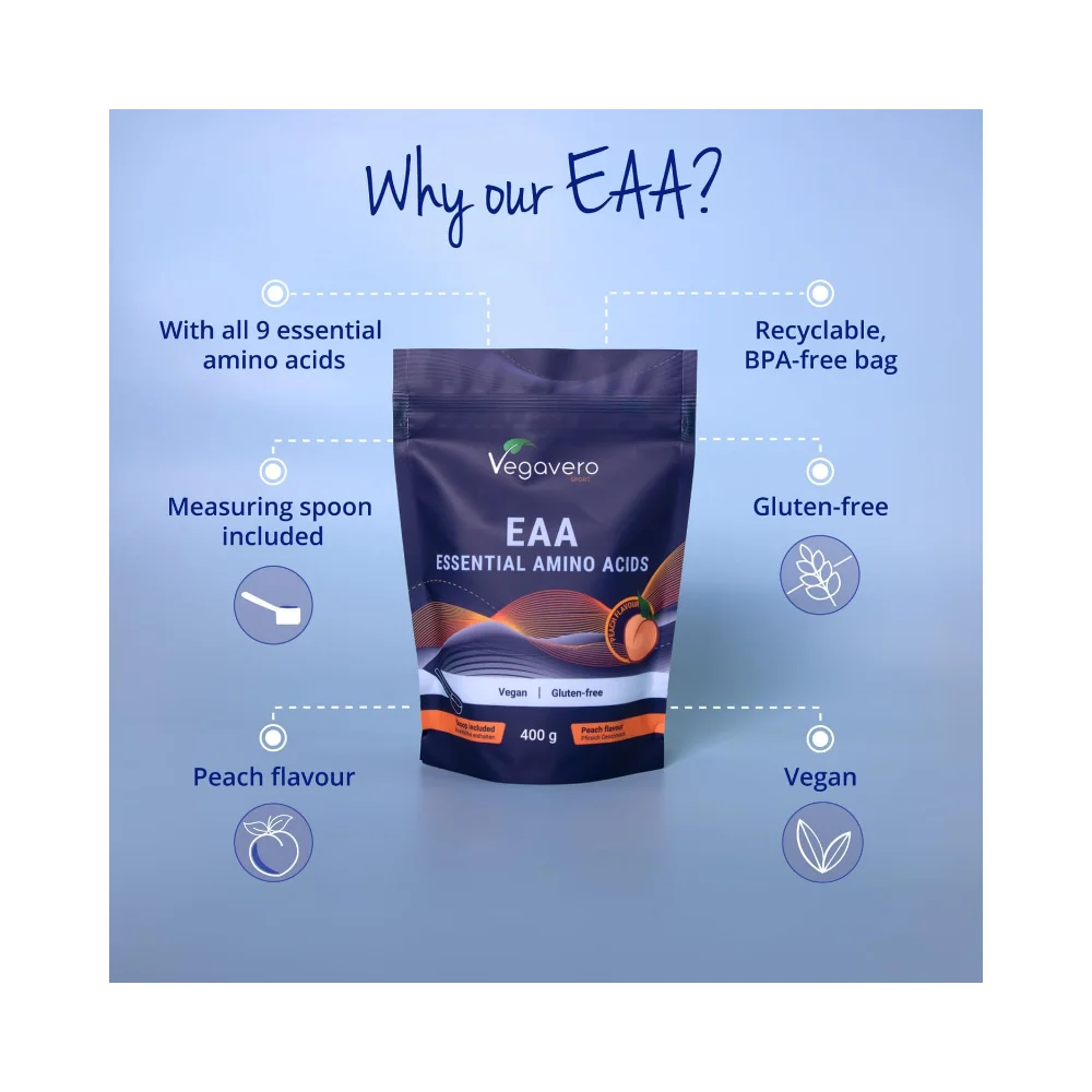 Vegavero EAA Amino Acids Powder 400g Peach 3