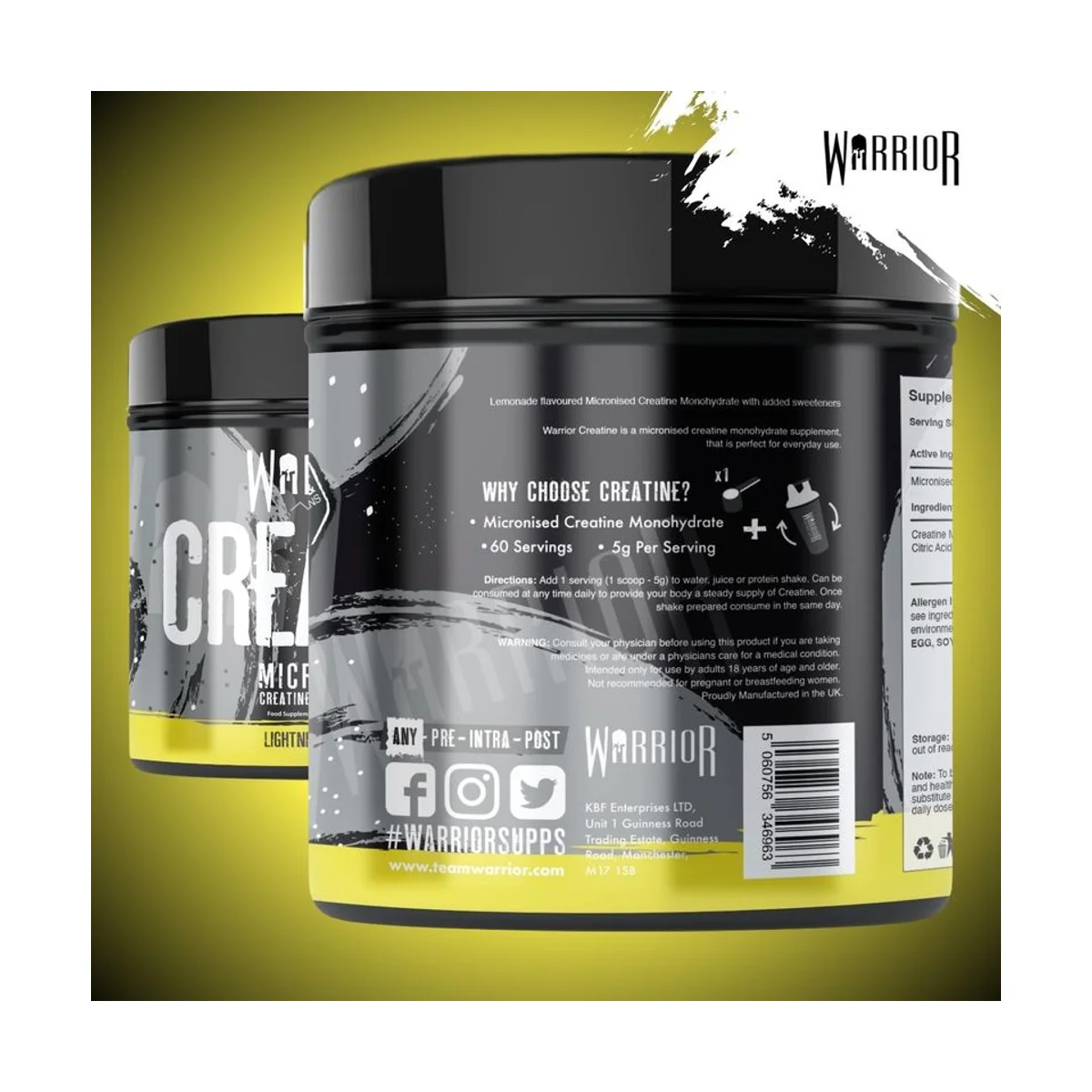 Warrior Creatine Monohydrate Micronised Lemonade 300g 3